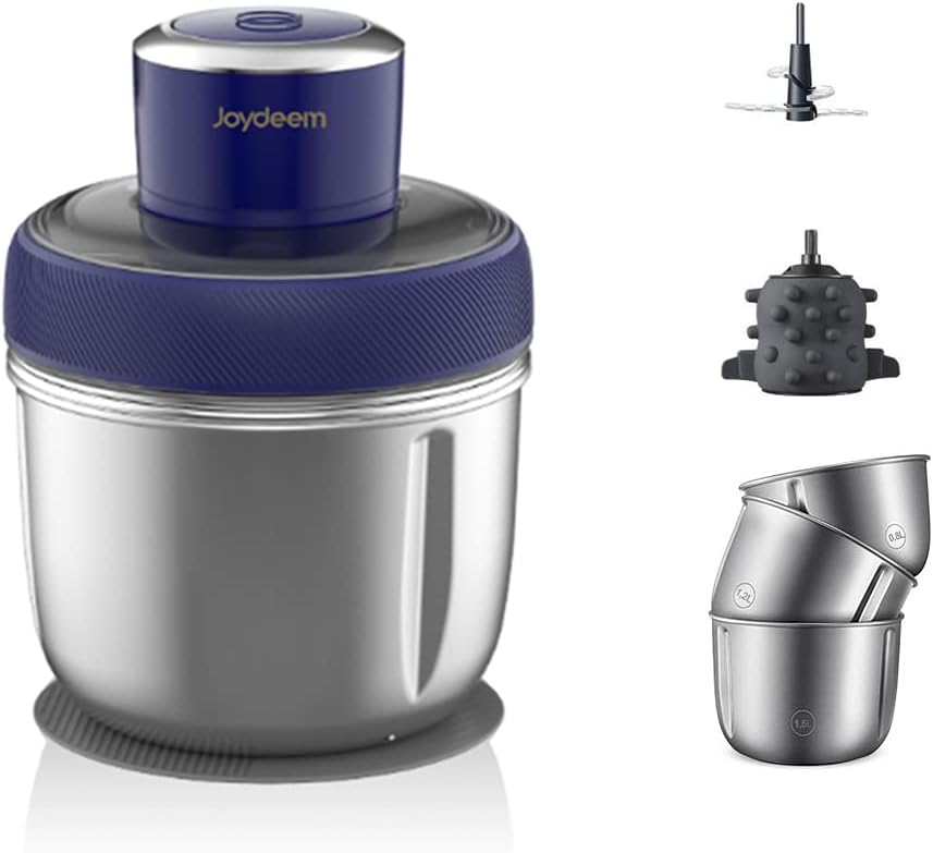 Electric Food Processor Meat Grinder with 3 Stainless Steel Bowls Blue P115