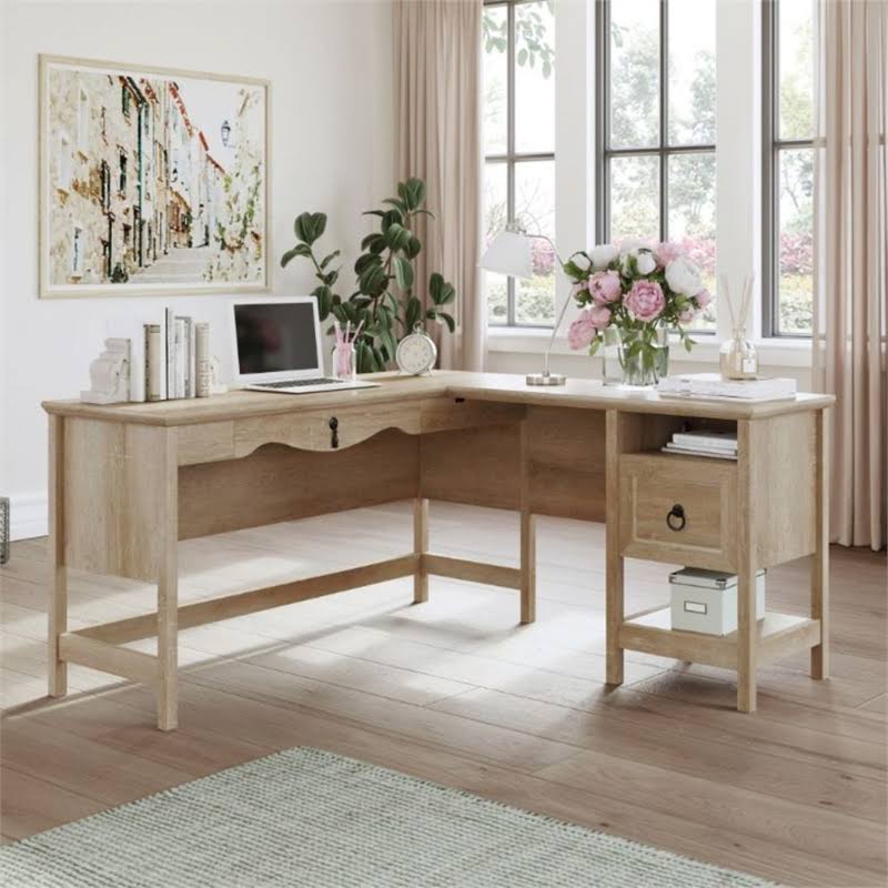 Orchard Oak L-Shaped Desk with File Drawer A769