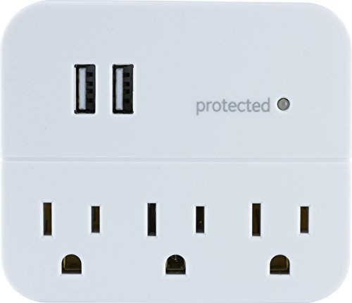 3-Outlet Surge Protector with 2 USB Ports, White W740905