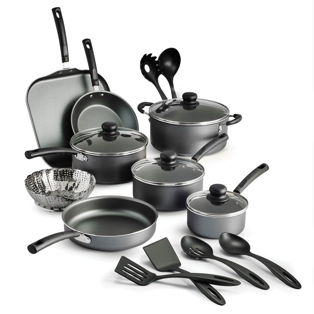 18 Piece Non-stick Cookware Set, Steel Gray X20825