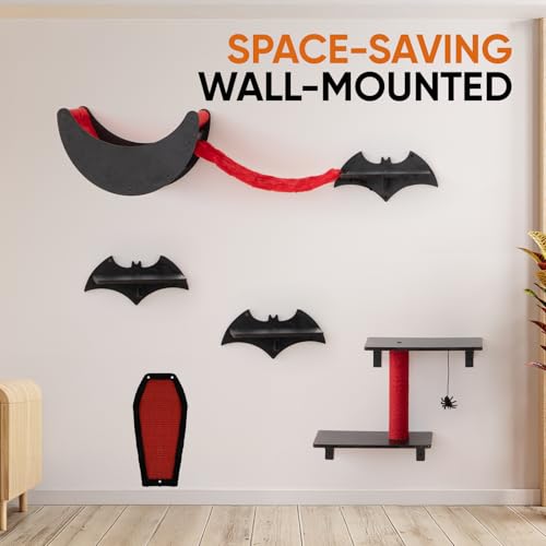 7pcs Wall-Mounted Cat Shelves Set with Scratching Board P227131