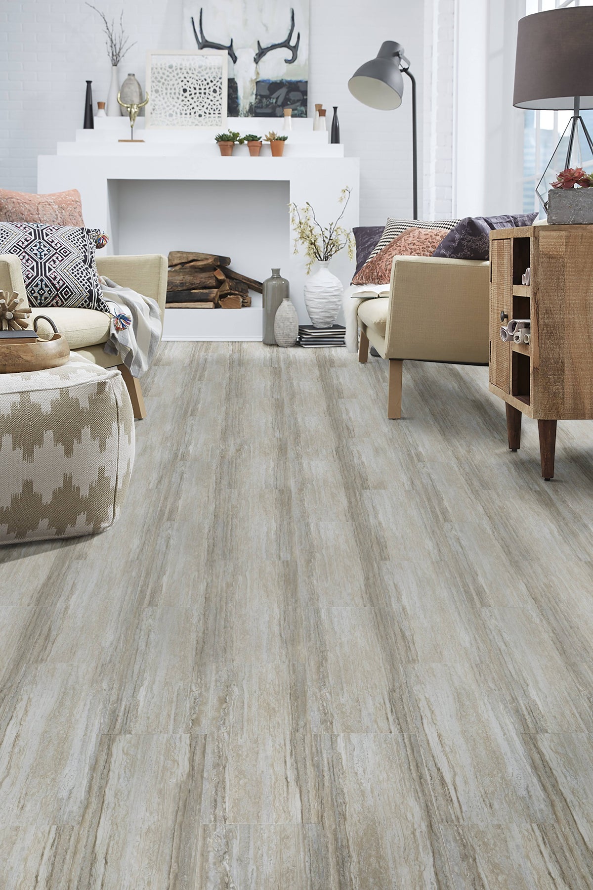 24x22 Harbor Beige Luxury Vinyl Square Tile Flooring 28.04 Sq. ft. per Carton B7059