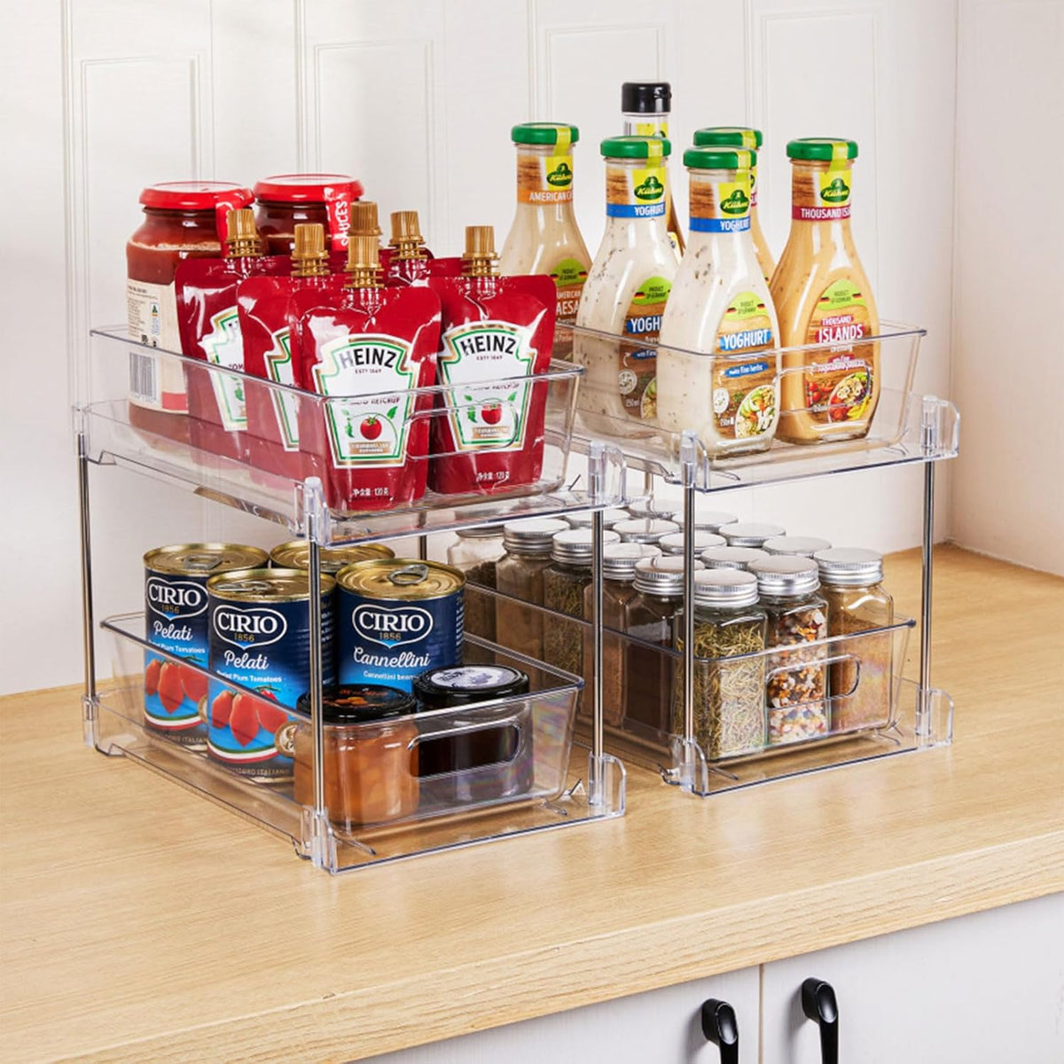 2Tier Clear Under Sink Organizer Storage Slide-Out Cabinet Rack Q9616