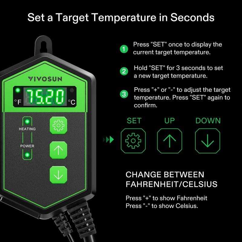 Digital Heat Mat Thermostat Temperature Controller 40-108 oF 1000W P79913