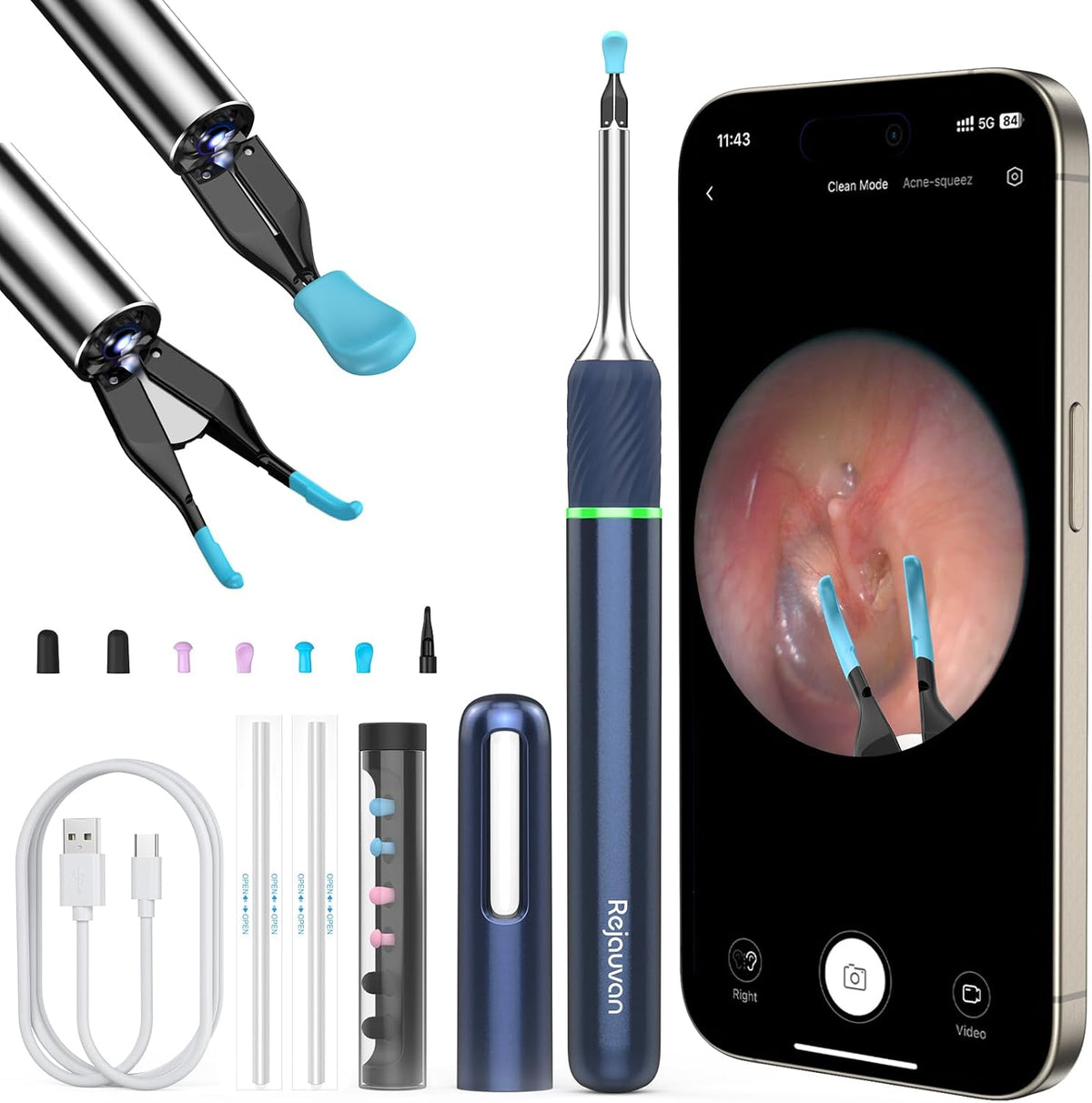 Ear Wax Removal Tool with Ear Camera, 6pcs Ear Scoop V519