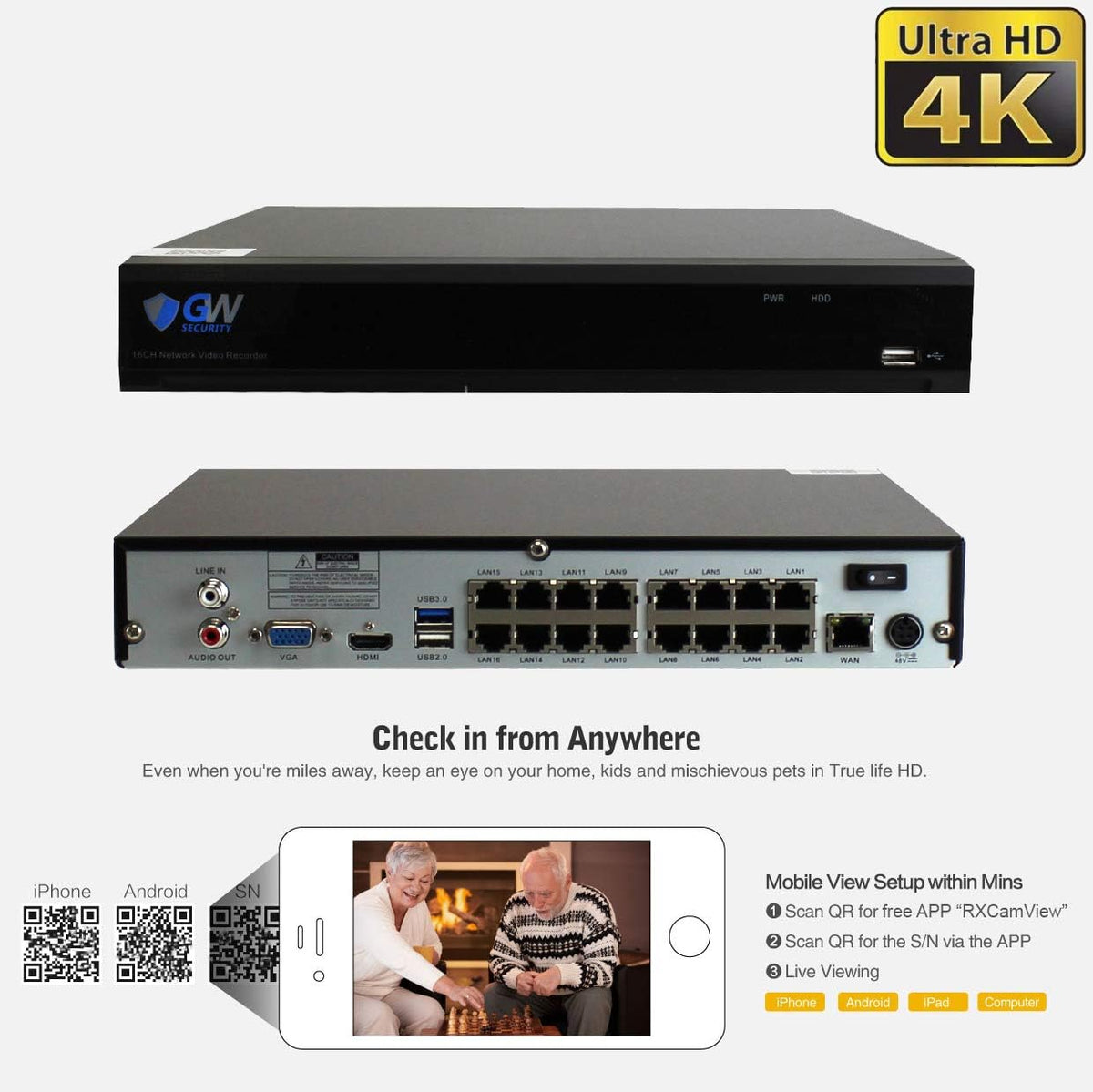 16 Channel 4K PoE IP Security Camera System with 8 Dome Cameras V805