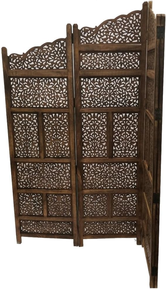 Hand Carved Foldable 4-Panel Wooden Room Divider H902