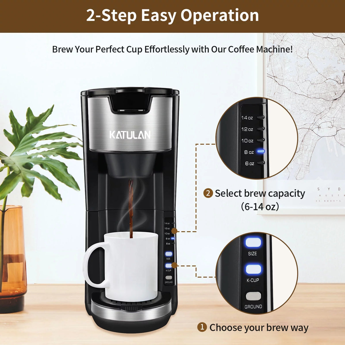 Black Single Serve Coffee Maker with 30 Oz Removable Water Tank Z862