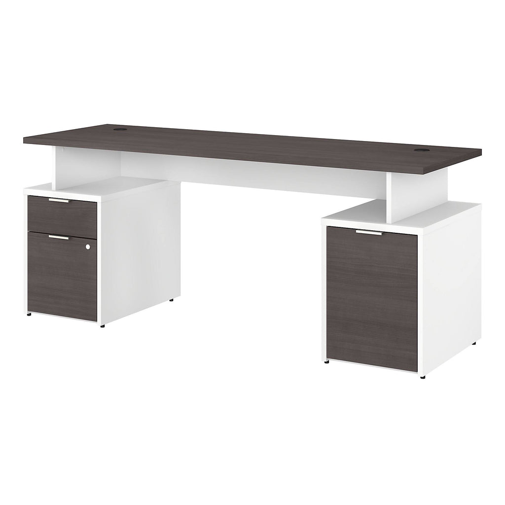72w Desk with Drawers and Small Storage Cabinet Storm Gray/White M954633