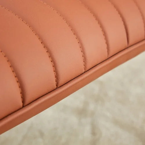 Brown Armless Sofa Chair with PU Backrest and Black Metal Legs J41889