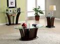 Dark Cherry Finish End Table with Beveled Glass Top I146277