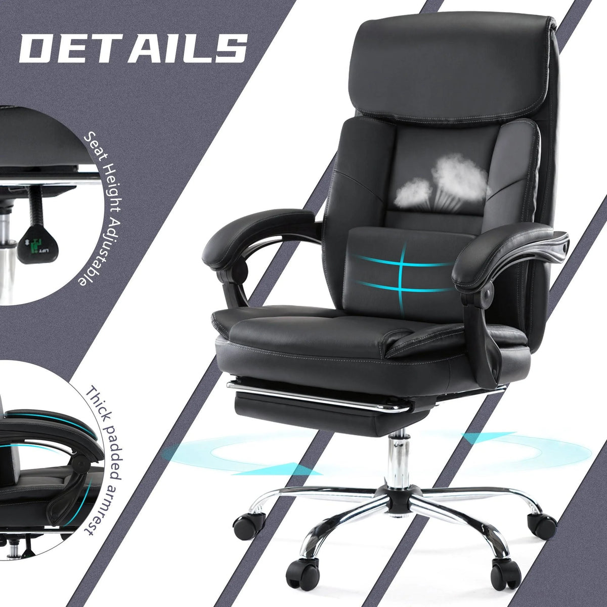 Brown Executive Office Chair with Footrest K8151