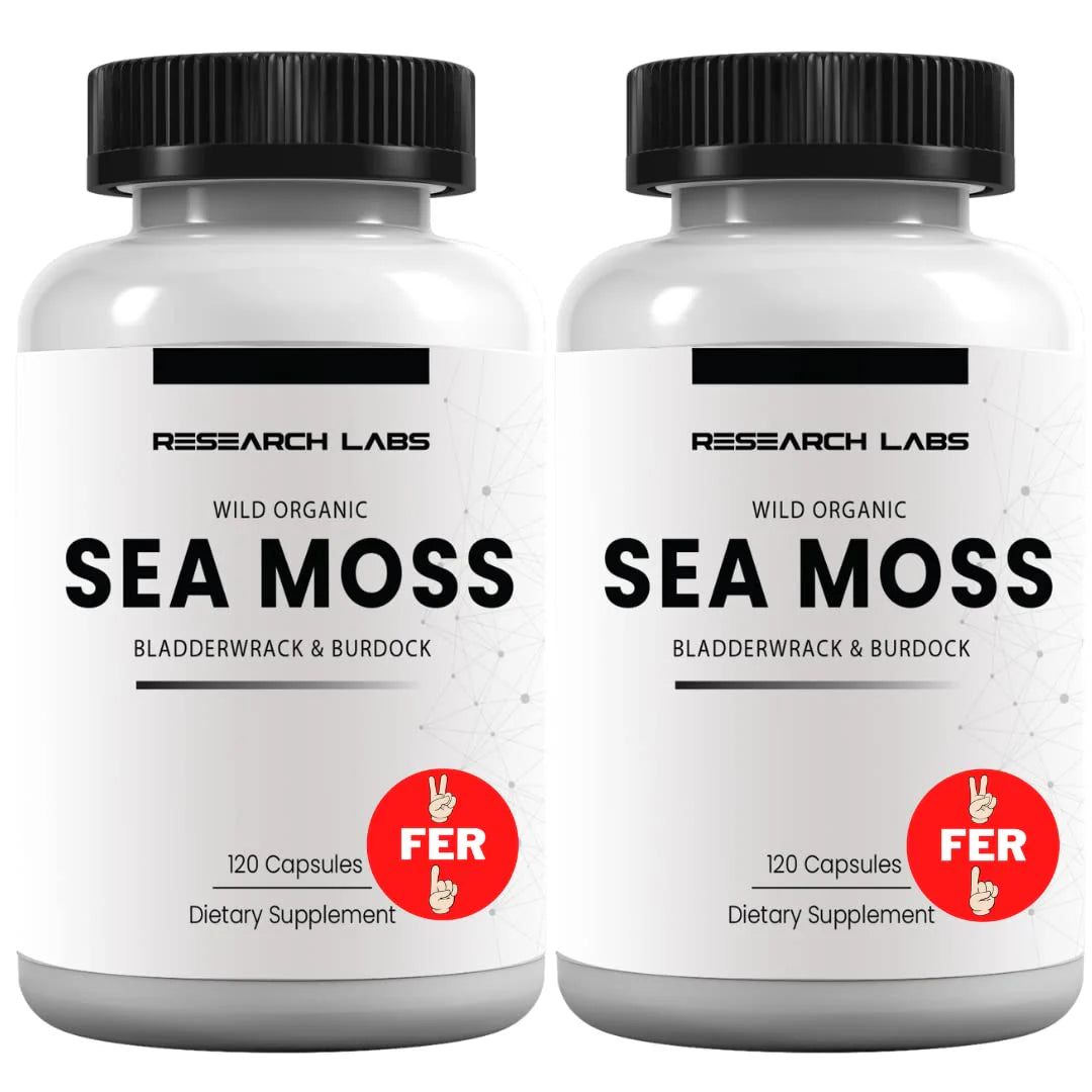 Organic Irish Sea Moss Capsules with Bladderwrack & Burdock Root W7835