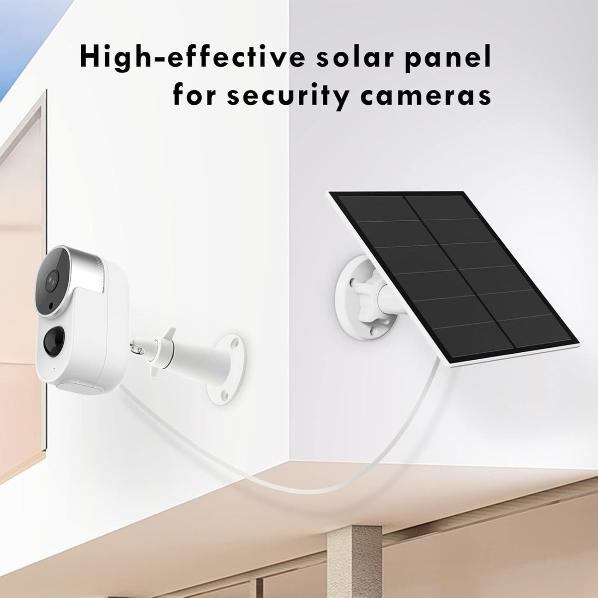 Solar Panel for Rechargeable Battery Security Camera, IP65 Waterproof, Micro USB, 360° Adjustable Wall Mounting Bracket S122