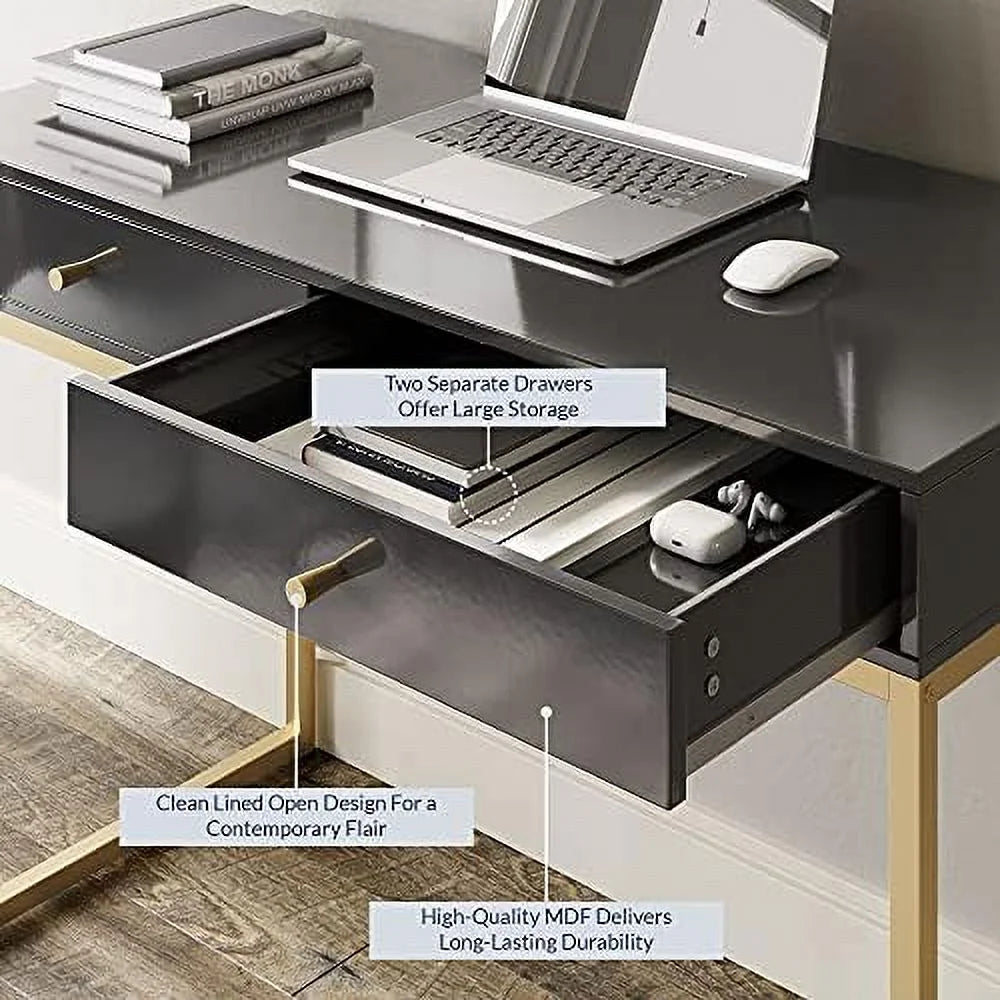 White Vanity Desk with 2 Drawers K657383