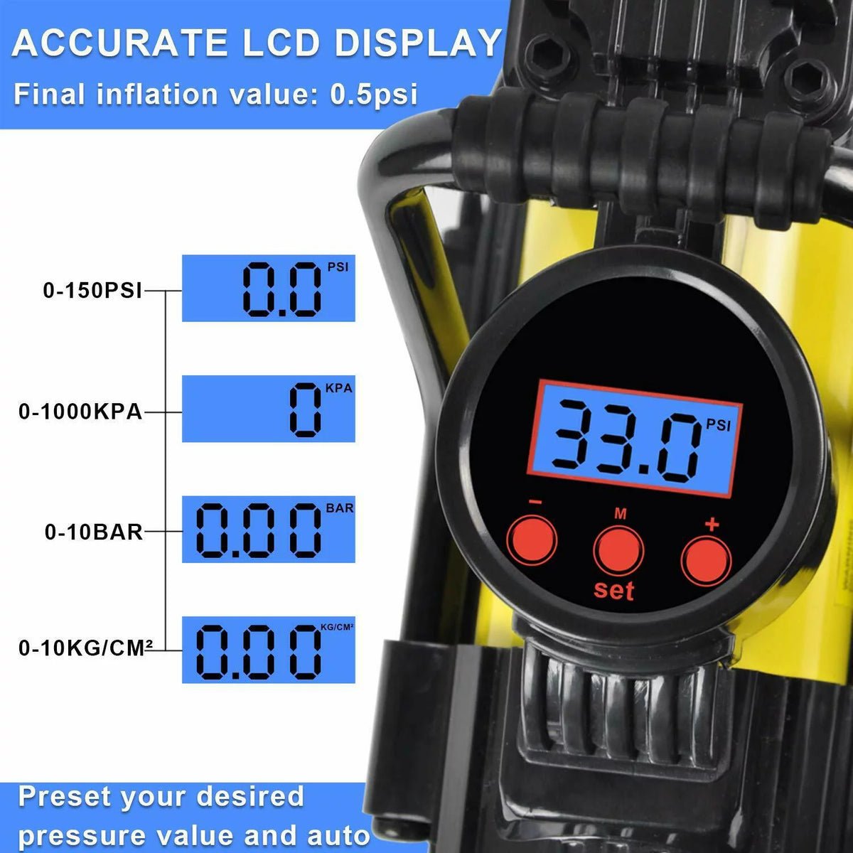 Heavy Duty Portable 12V Car Tire Inflator Pump Air Compressor 150 PSI G6558