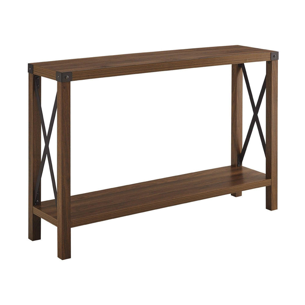 Rustic Farmhouse Entry Table Dark Walnut F10523