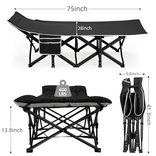 Portable Folding Camping Cot with Thick Mattress Grey Z815660
