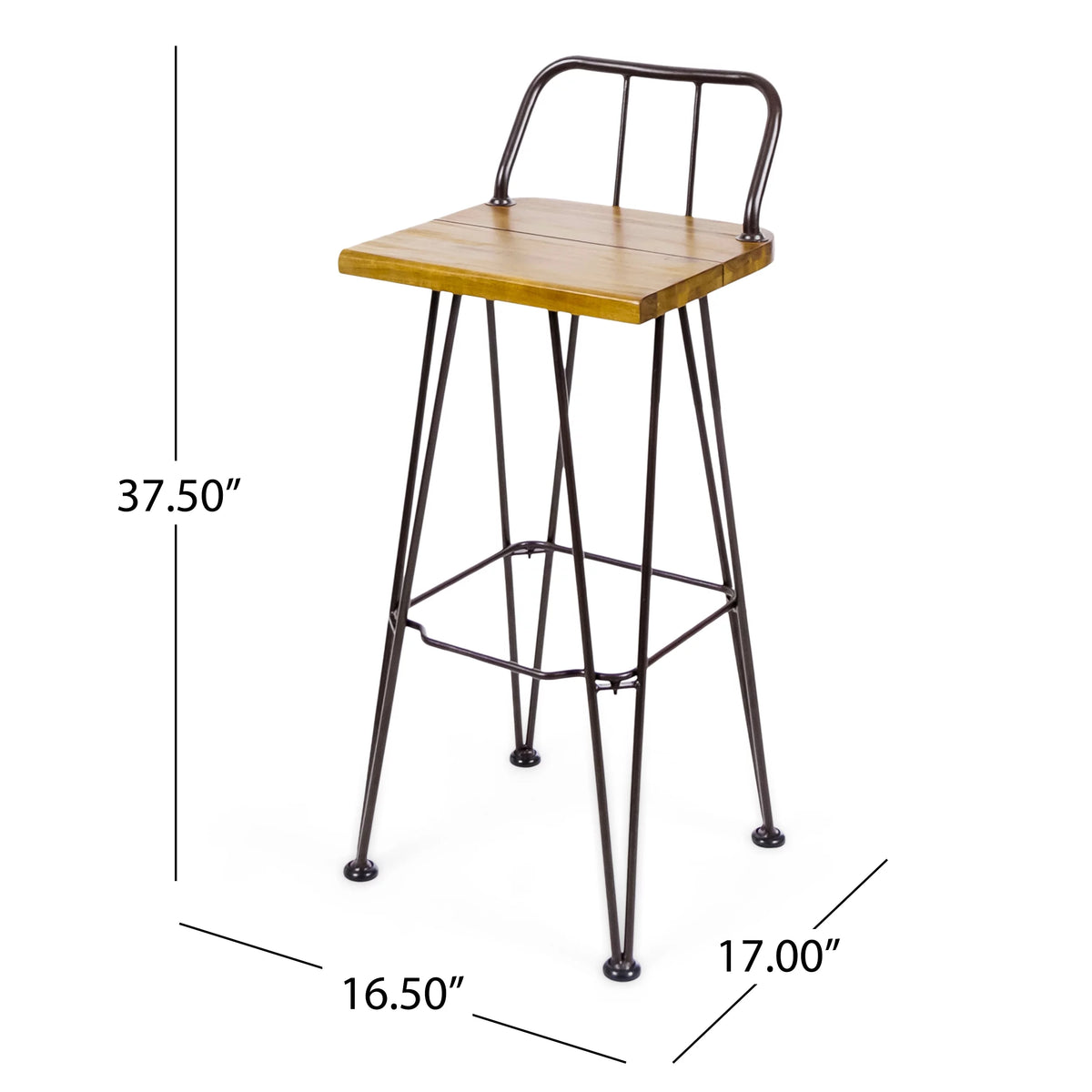 3 Piece Acacia Wood Bar Set with Iron Frame S58267