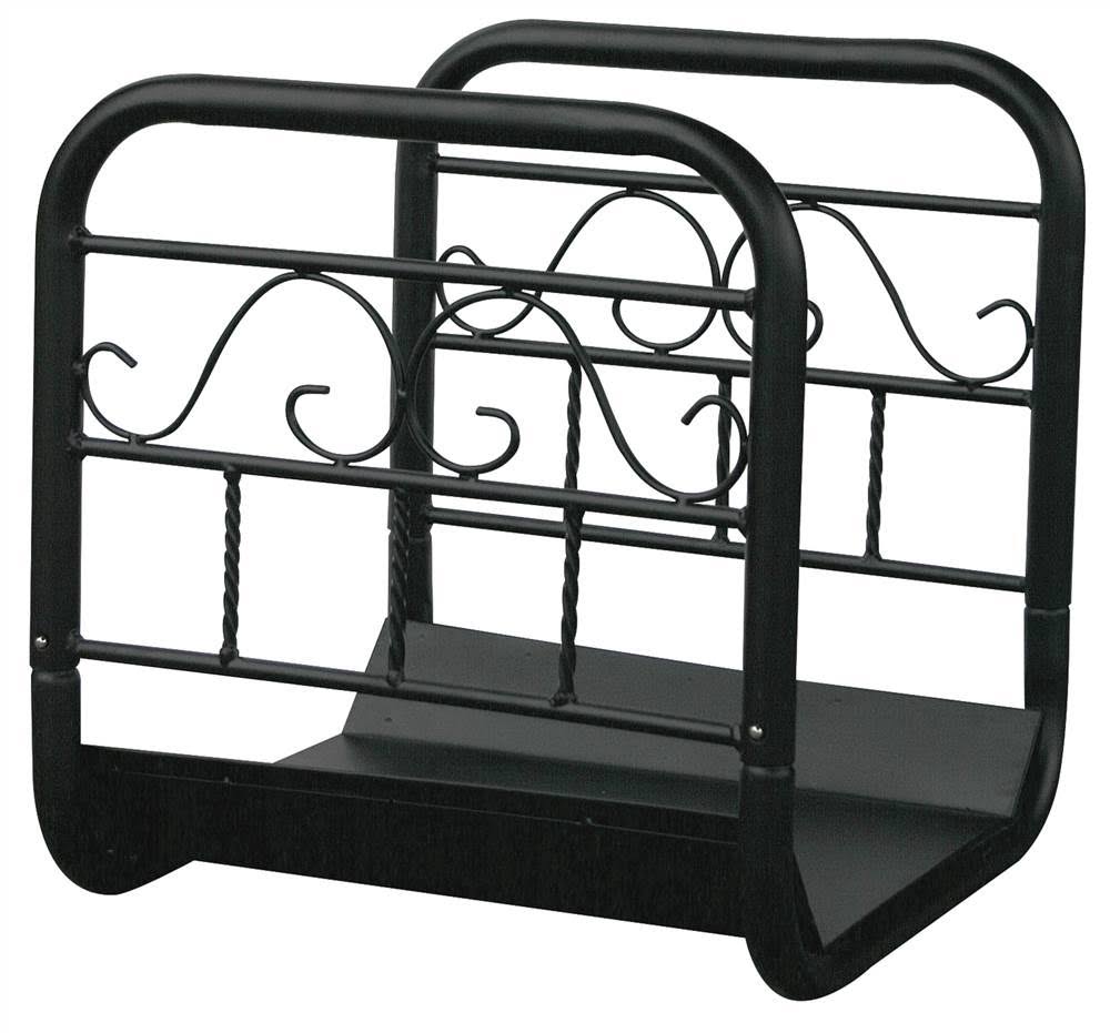 Large Black Wrought Iron Log Rack with Wheel and Removable Cart J361