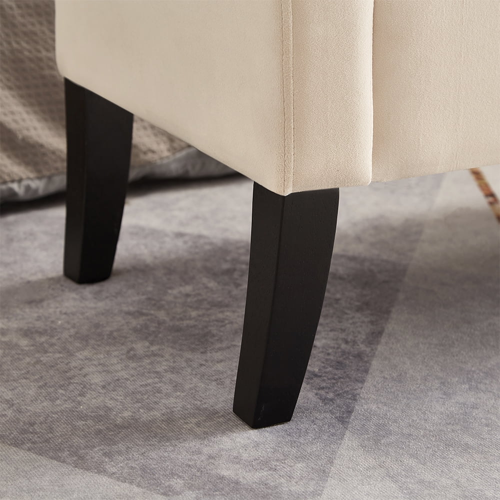 Beige Storage Ottoman Bench L925