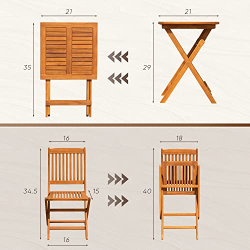 3 Piece Acacia Wood Folding Bistro Set F8117