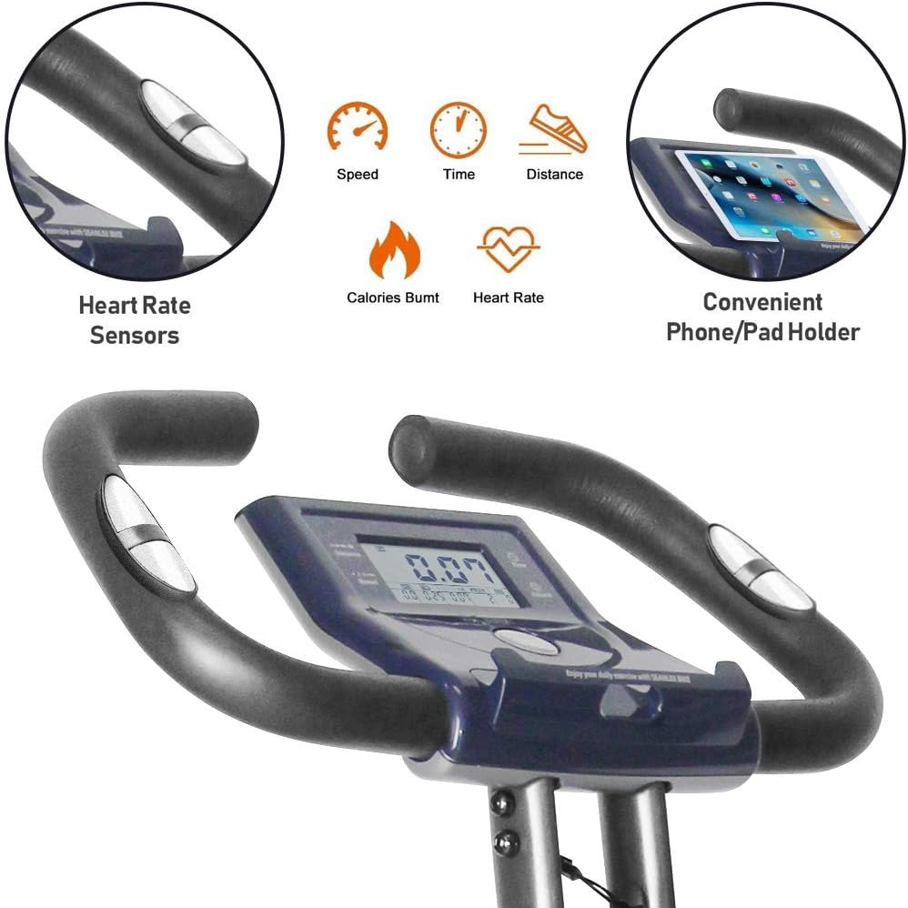 Blue Folding Exercise Bike with LCD Monitor T14703