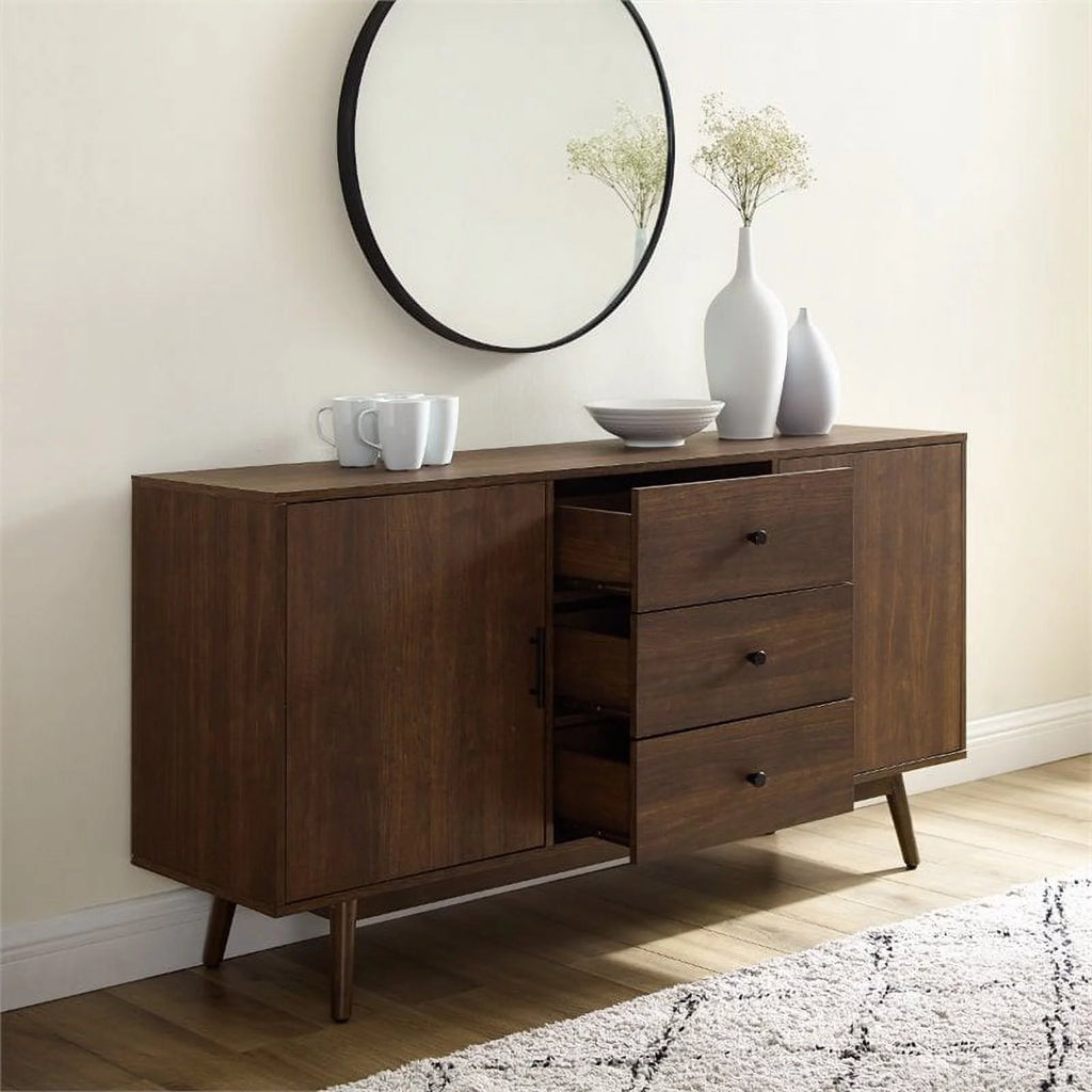 Wooden Mid-Century Modern Sideboard in Brown S2668