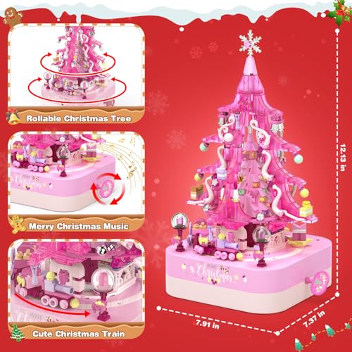 Christmas Tree Building Block Set with Rotating Music Box Q631626