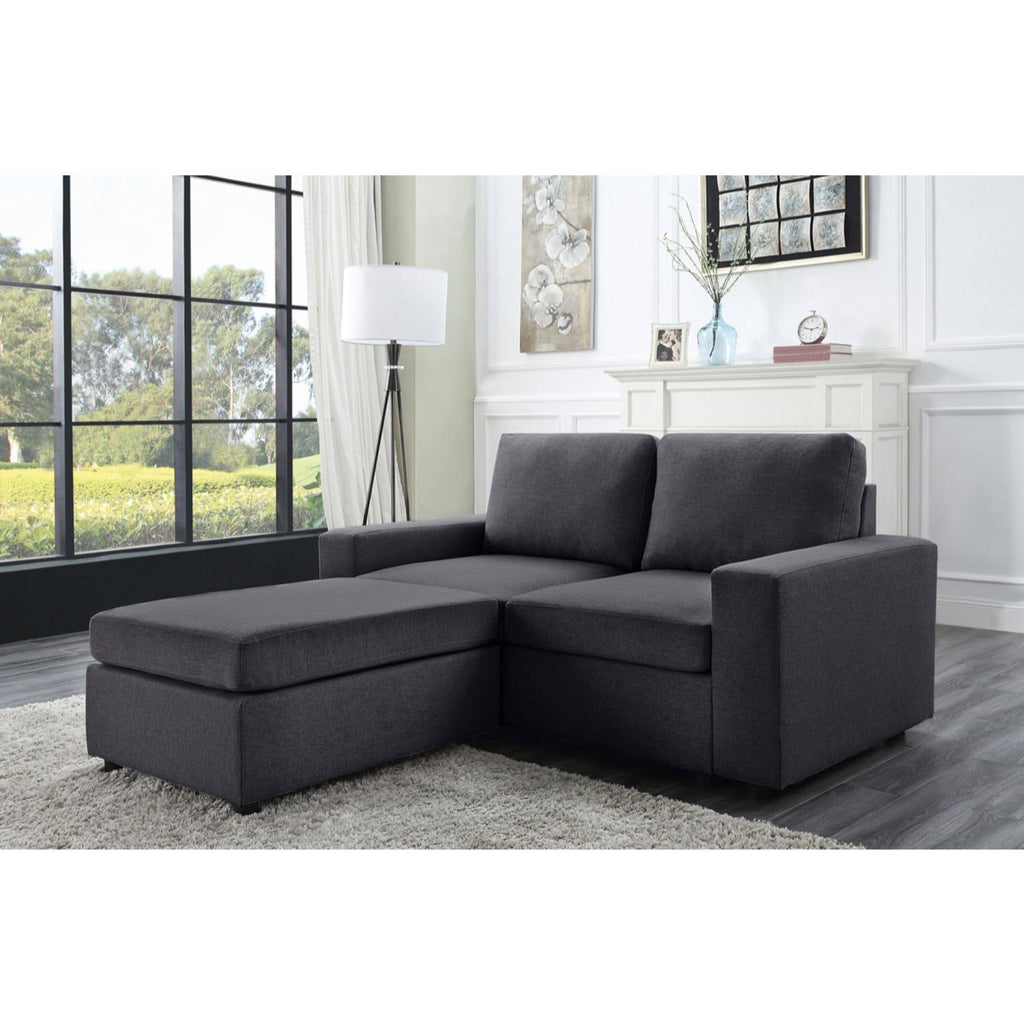 Dark Gray Linen Loveseat with Ottoman B484