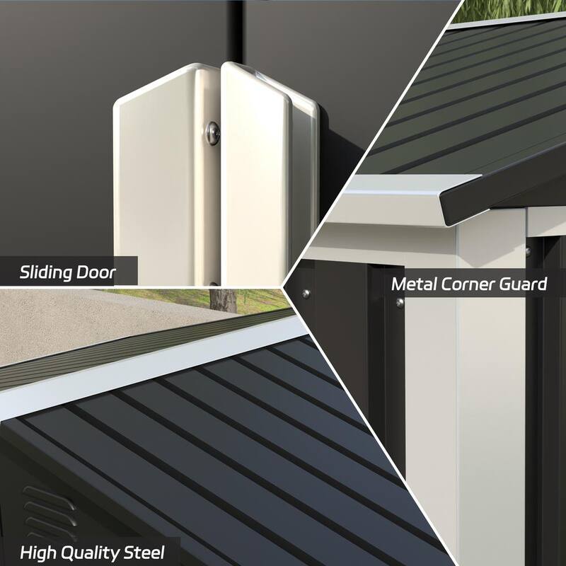 Black Metal Outdoor Storage Shed with Air Vents W5471