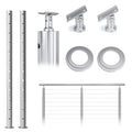 2Pack Stainless Steel Cable Railing Post Round 42x2.36 Pre-drilled Surface Mount G35080