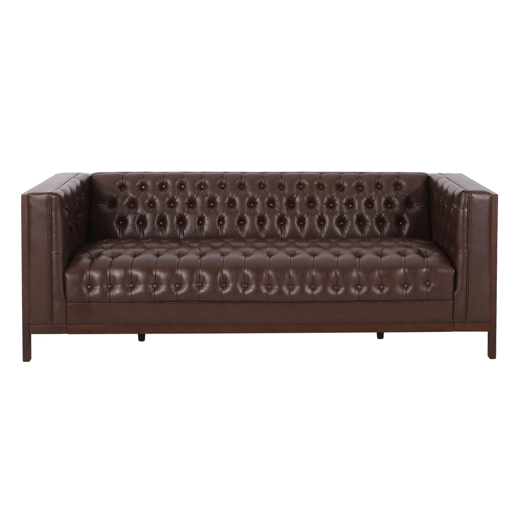 Dark Brown Faux Leather Sofa X756