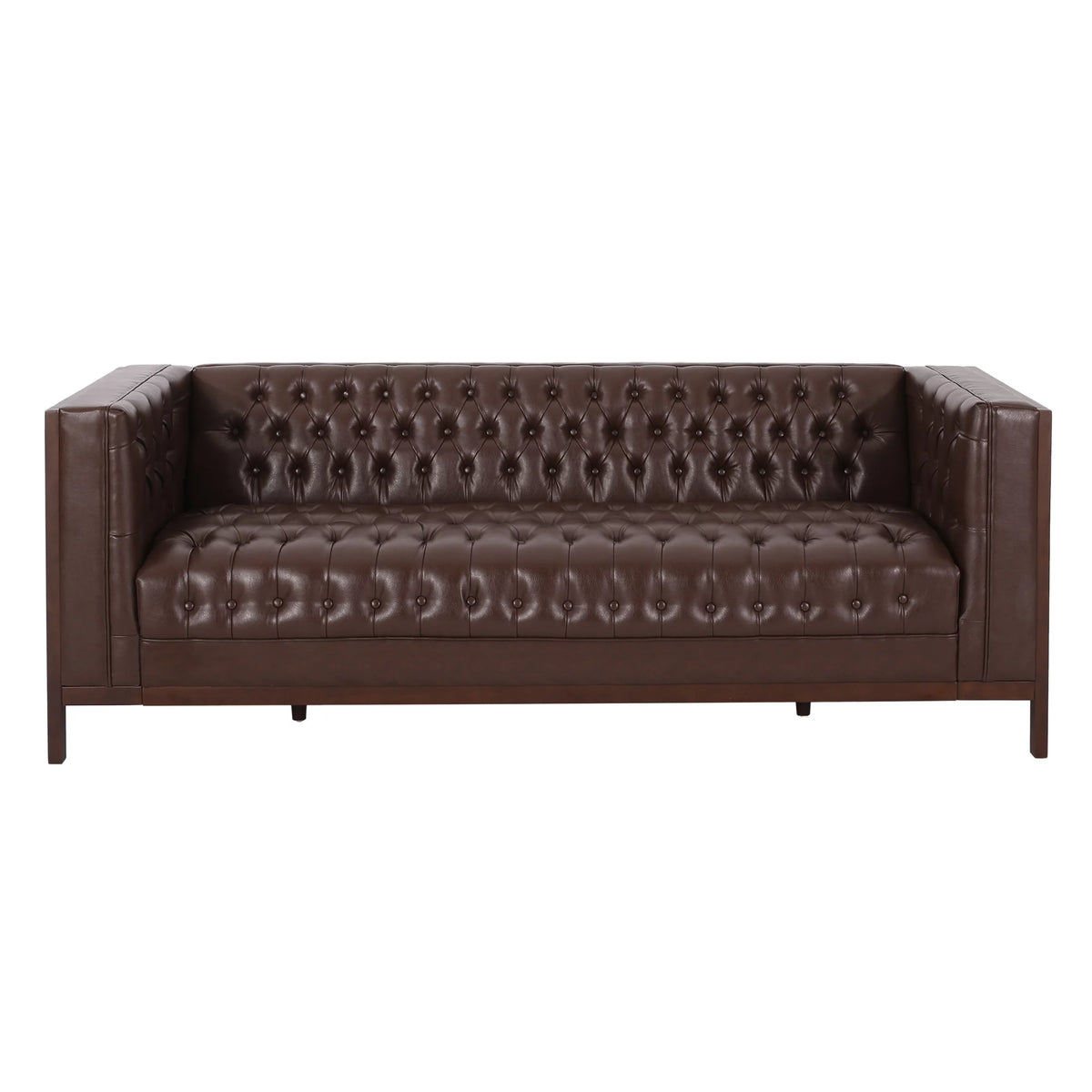 Dark Brown Faux Leather Sofa X756