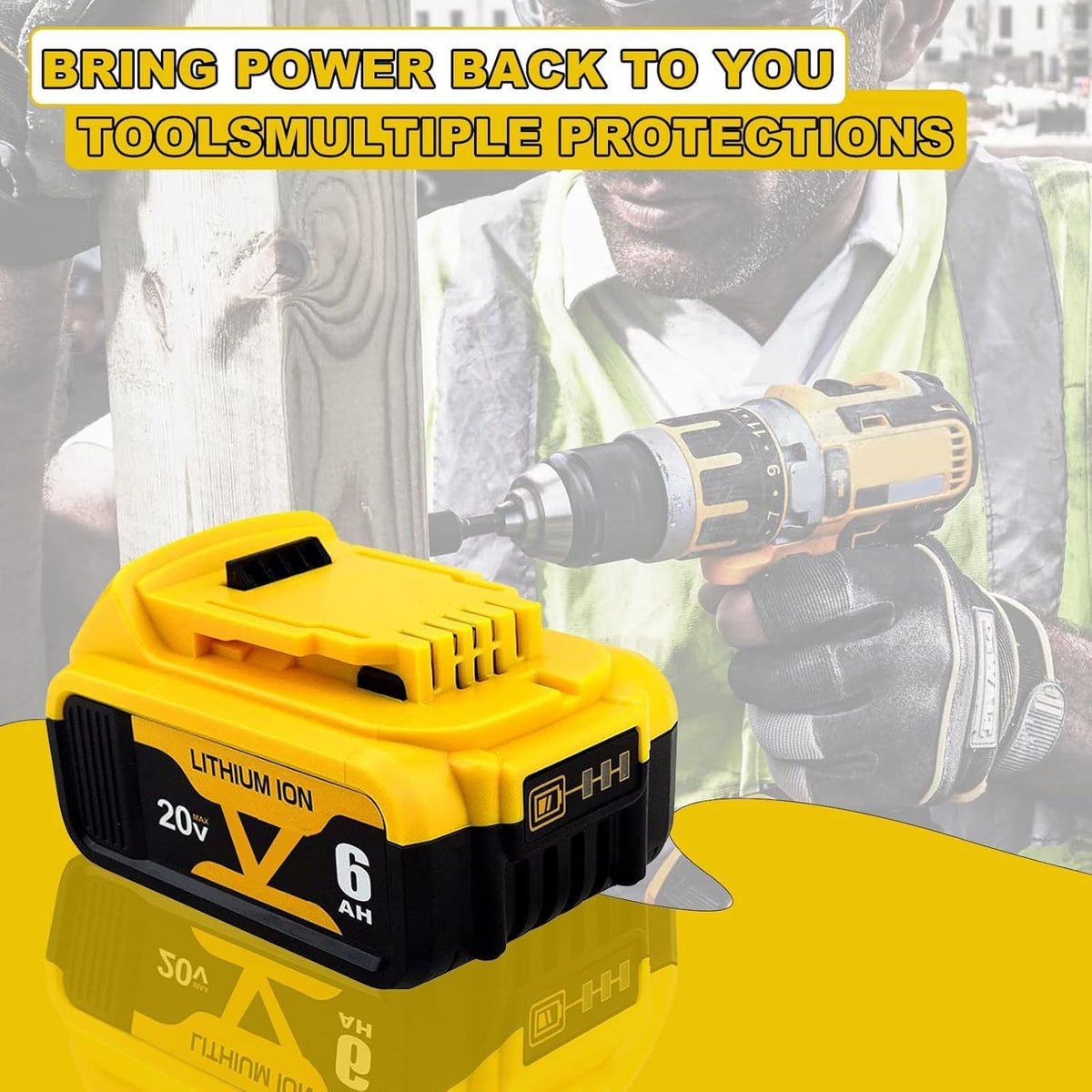 2 Pack 20V 6.0Ah Lithium Replacement Battery B57058