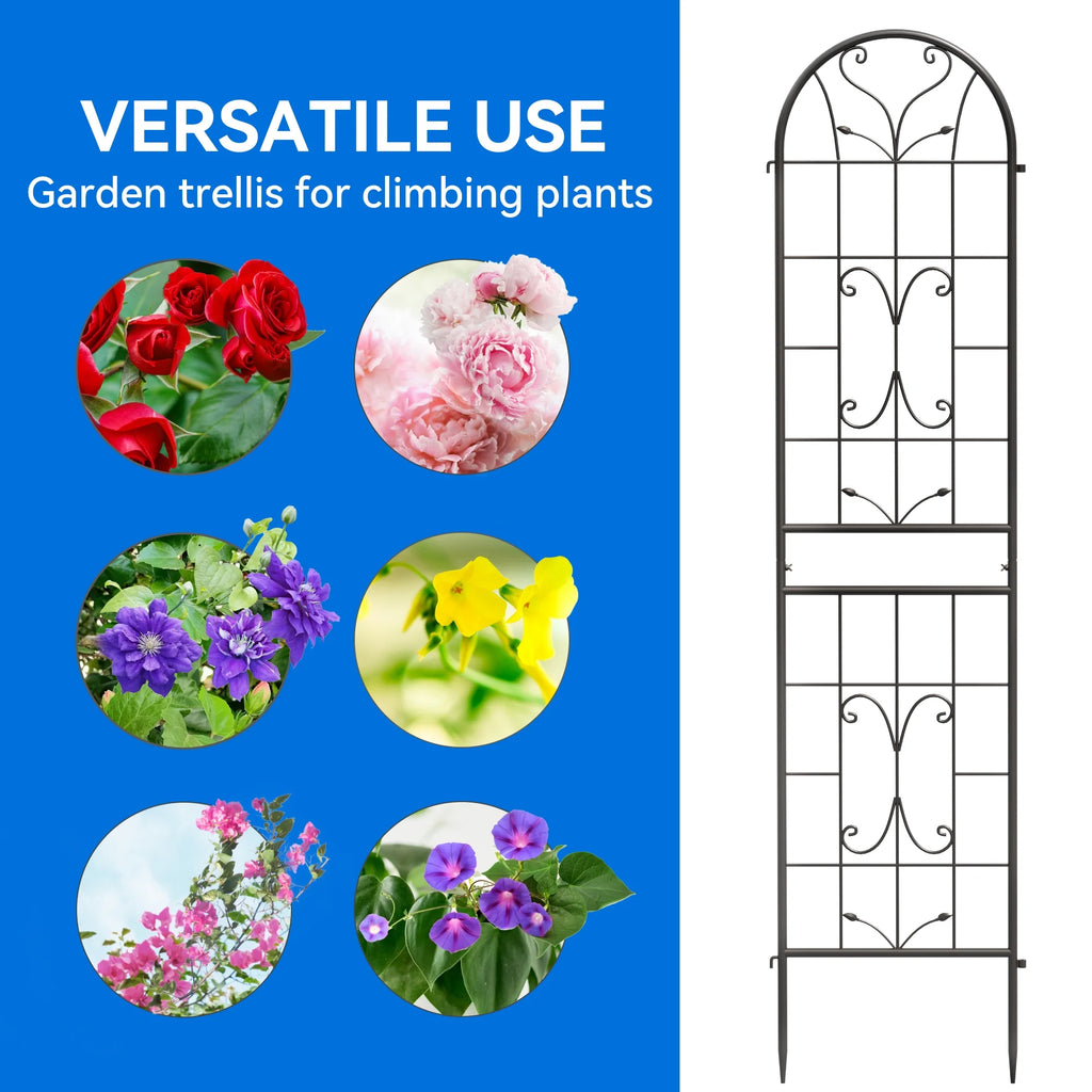 Metal Garden Arch Trellises 2 Pack Black Rust-Resistant A5143