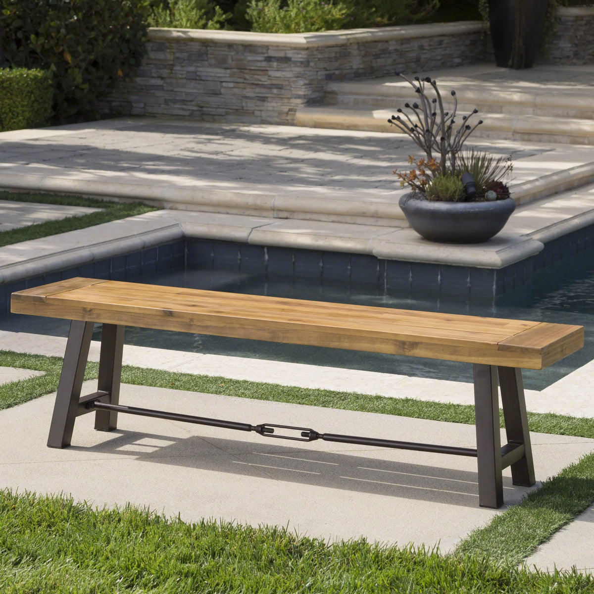Teak Wood Patio Dining Bench B366381