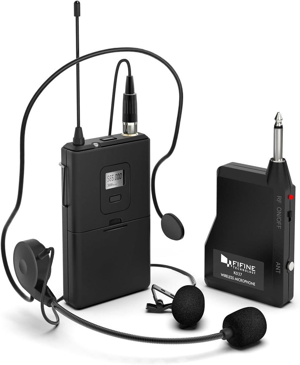 Wireless Microphone System with Headset and Lavalier Lapel Mics H617