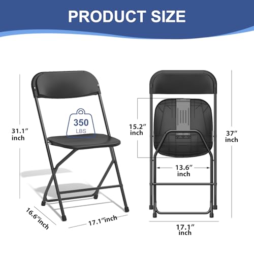 10 Pack Black Folding Chairs 350lb Capacity Z60176