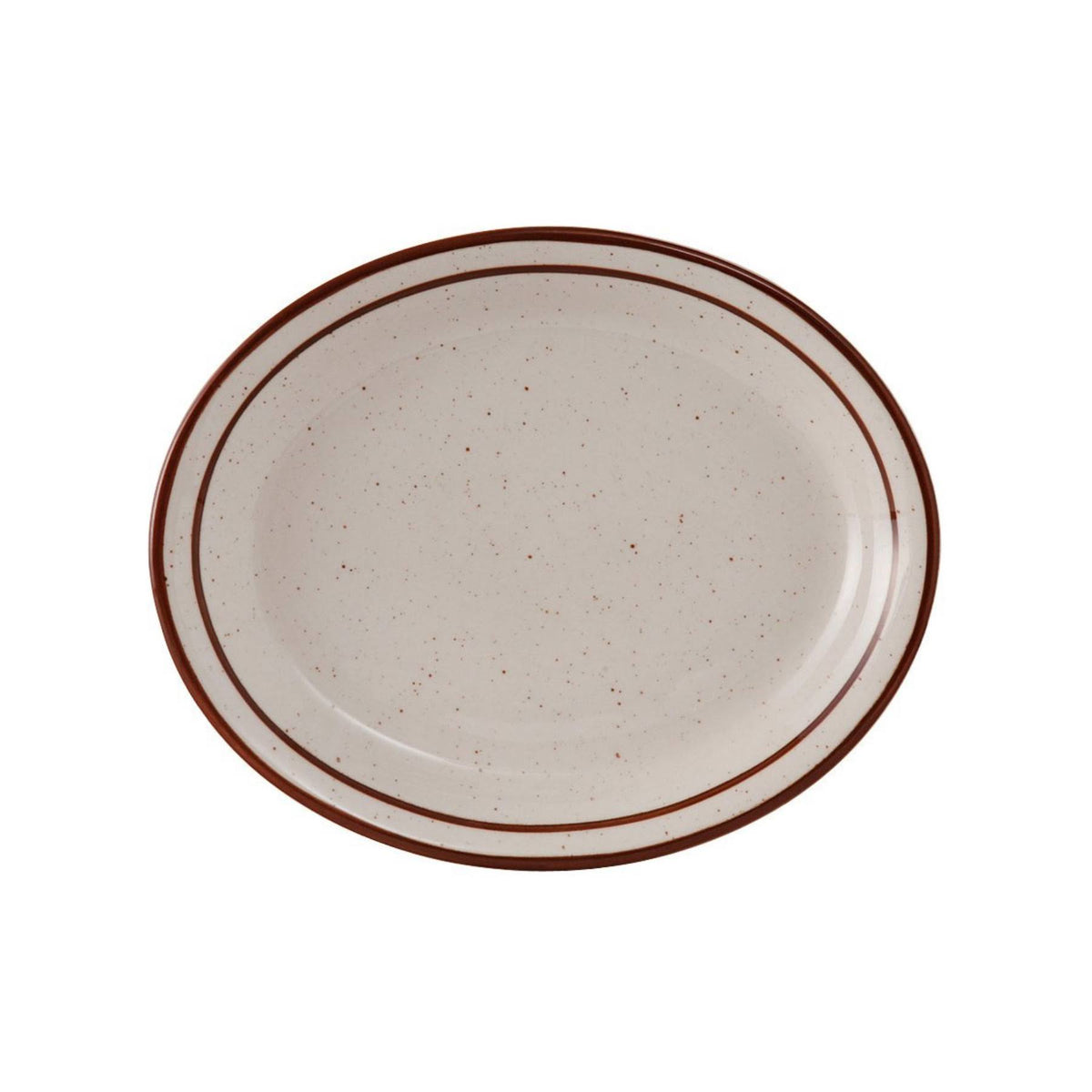 Oval Platter Narrow Rim Eggshell American White with Brown Speckles Case of 12 O42889