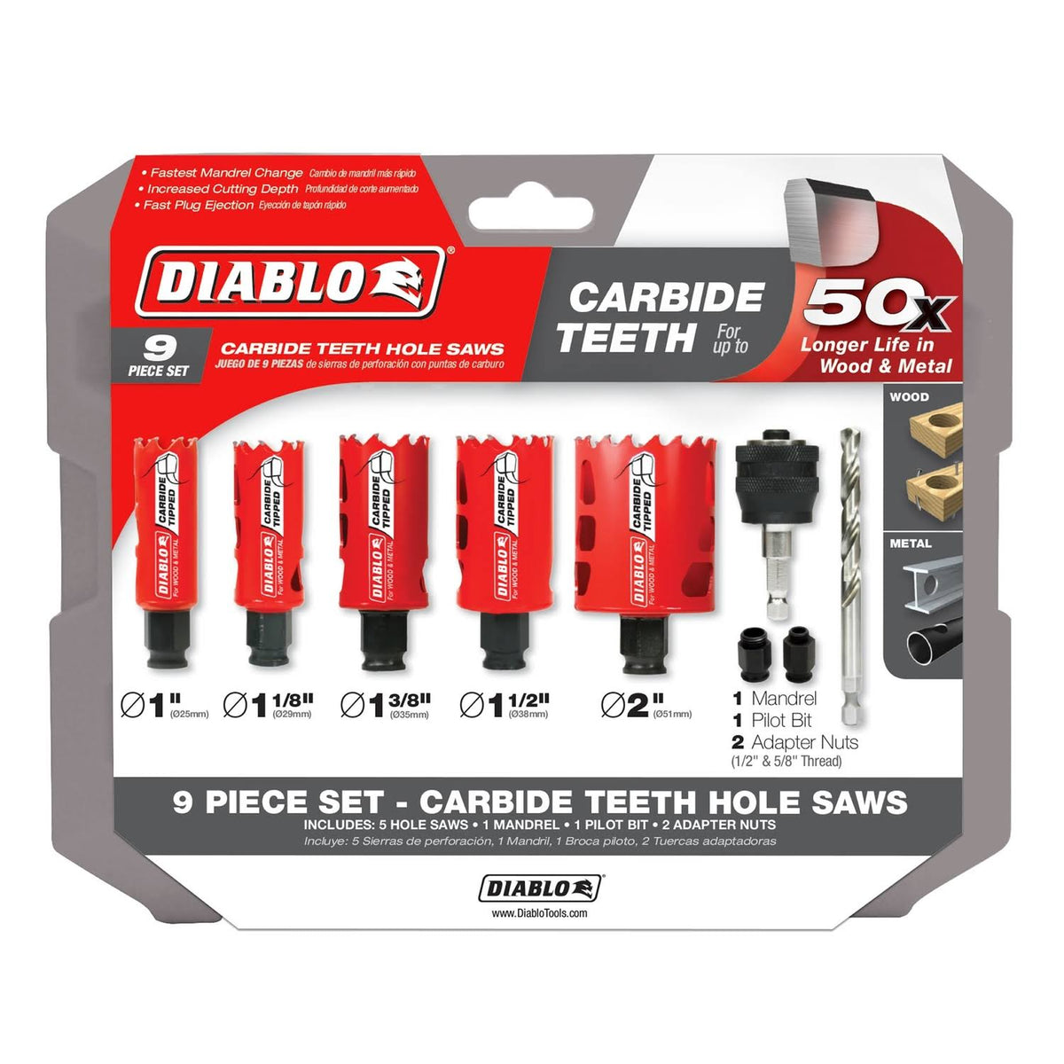 Carbide Hole Saw Kit 9 pc. M502