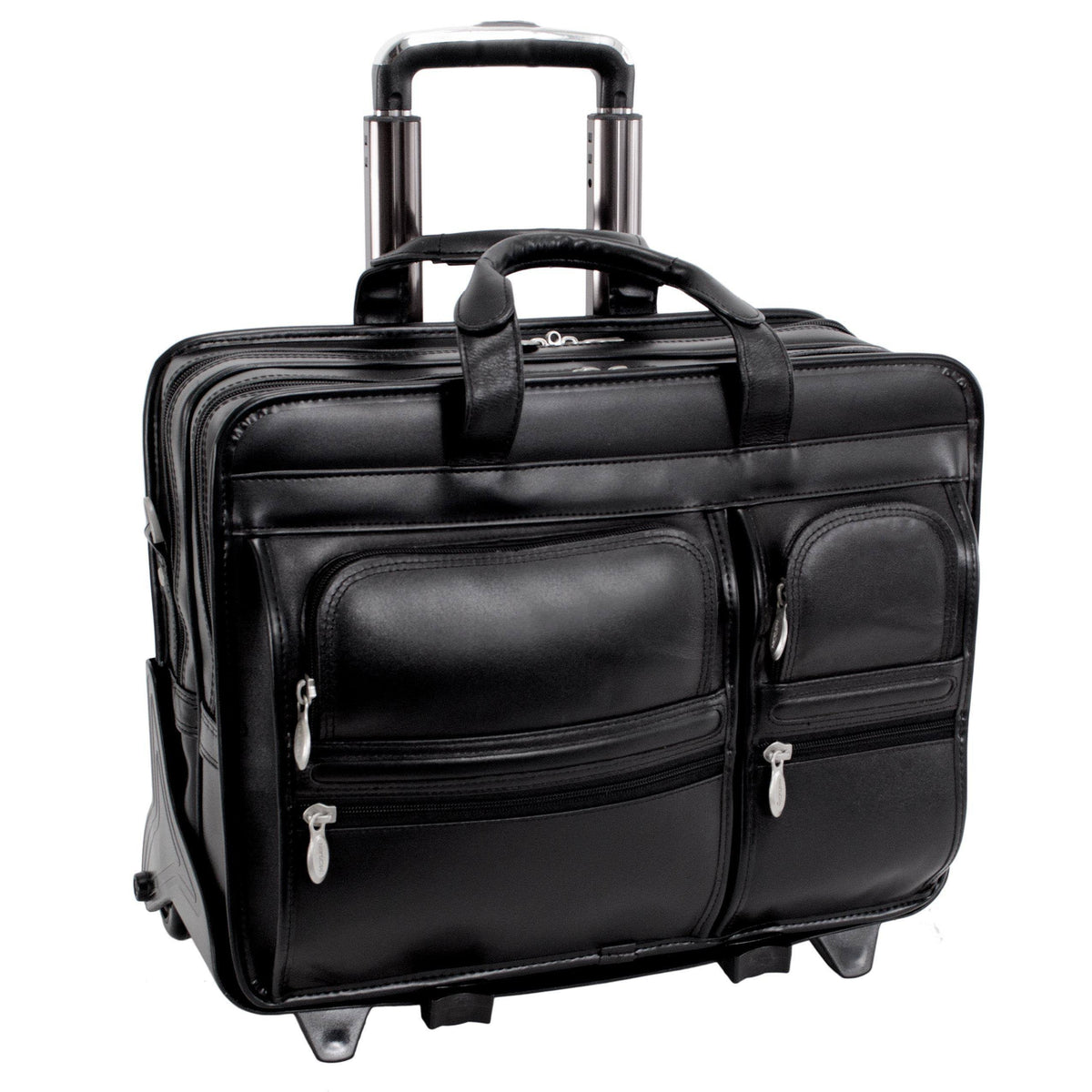 Black Detachable Wheeled Leather Laptop Case G242864