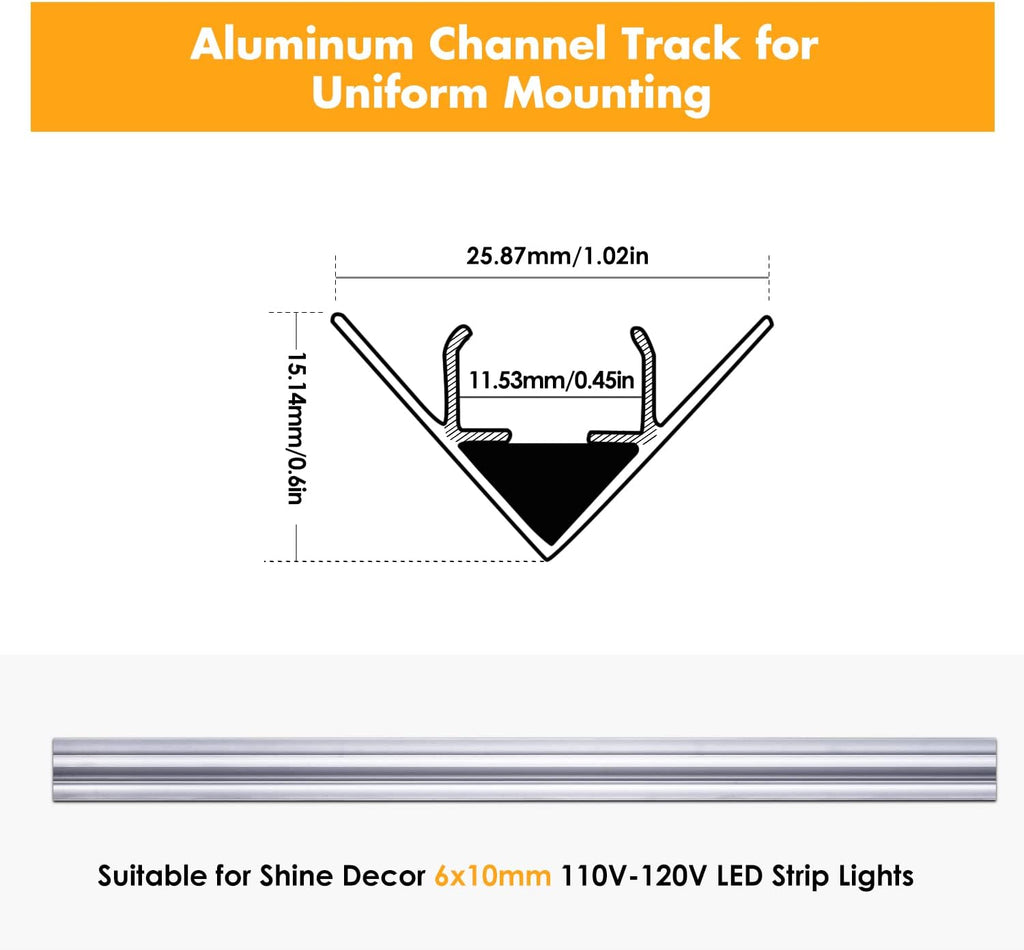 Aluminum Track Channel Mounting Bracket for LED Mini Neon Rope Lights, Pack of 8 O80947
