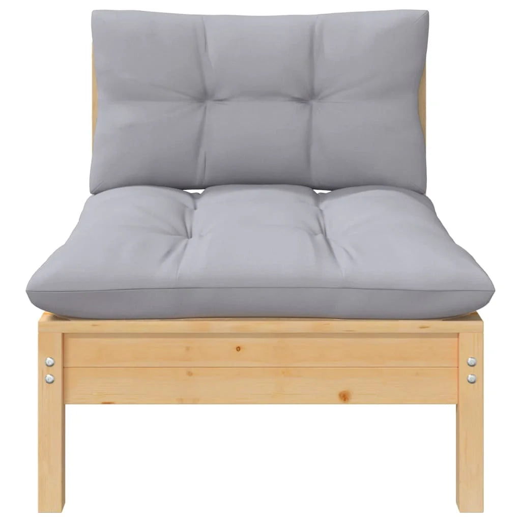 Gray Cushions Solid Pinewood 2-Seater Patio Sofa L940