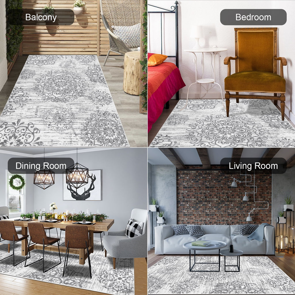 Boho Non-Slip Washable Area Rug 4'x6' A307419