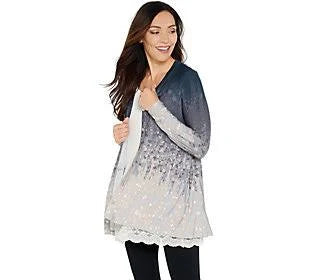 Twilight Grey Printed Ombre Knit Button Cardigan O15195