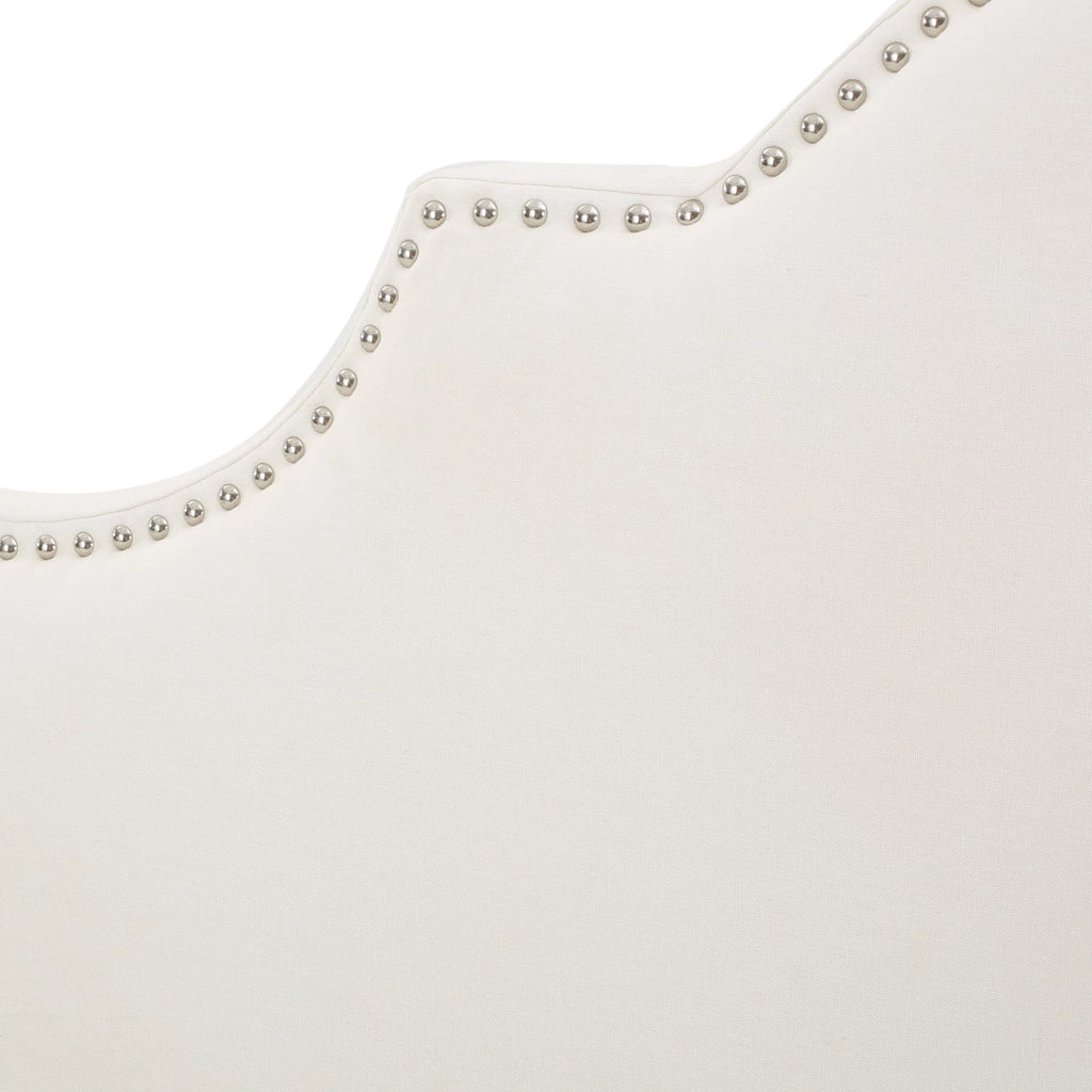 Ivory Fabric Full/Queen Headboard with Nailhead Trim W1691