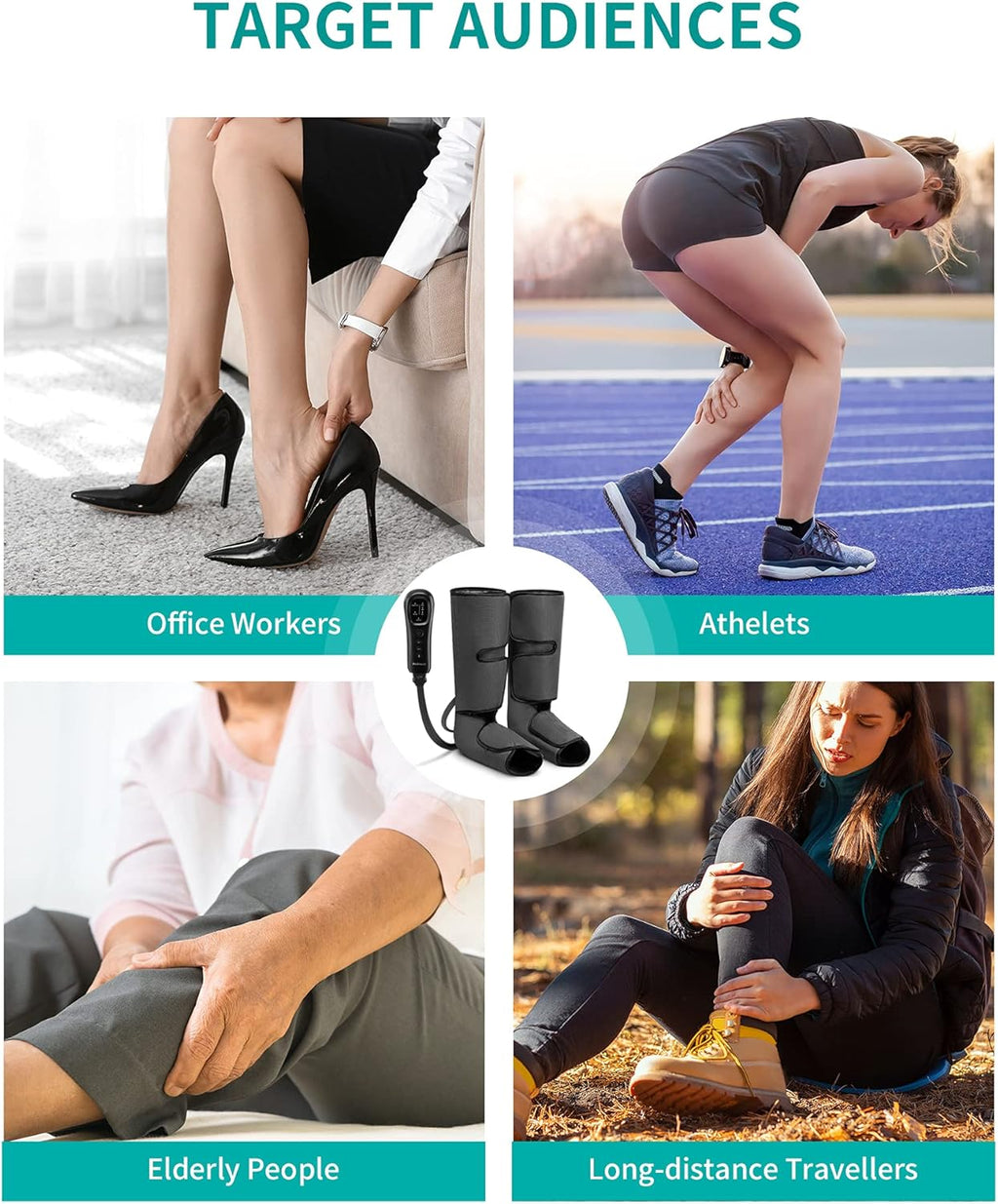 Leg Massager with Air Compression, Foot and Calf Massage Machine with Hand-held Controller 2 Modes 3 Intensities, Adjustable Leg Wraps K468
