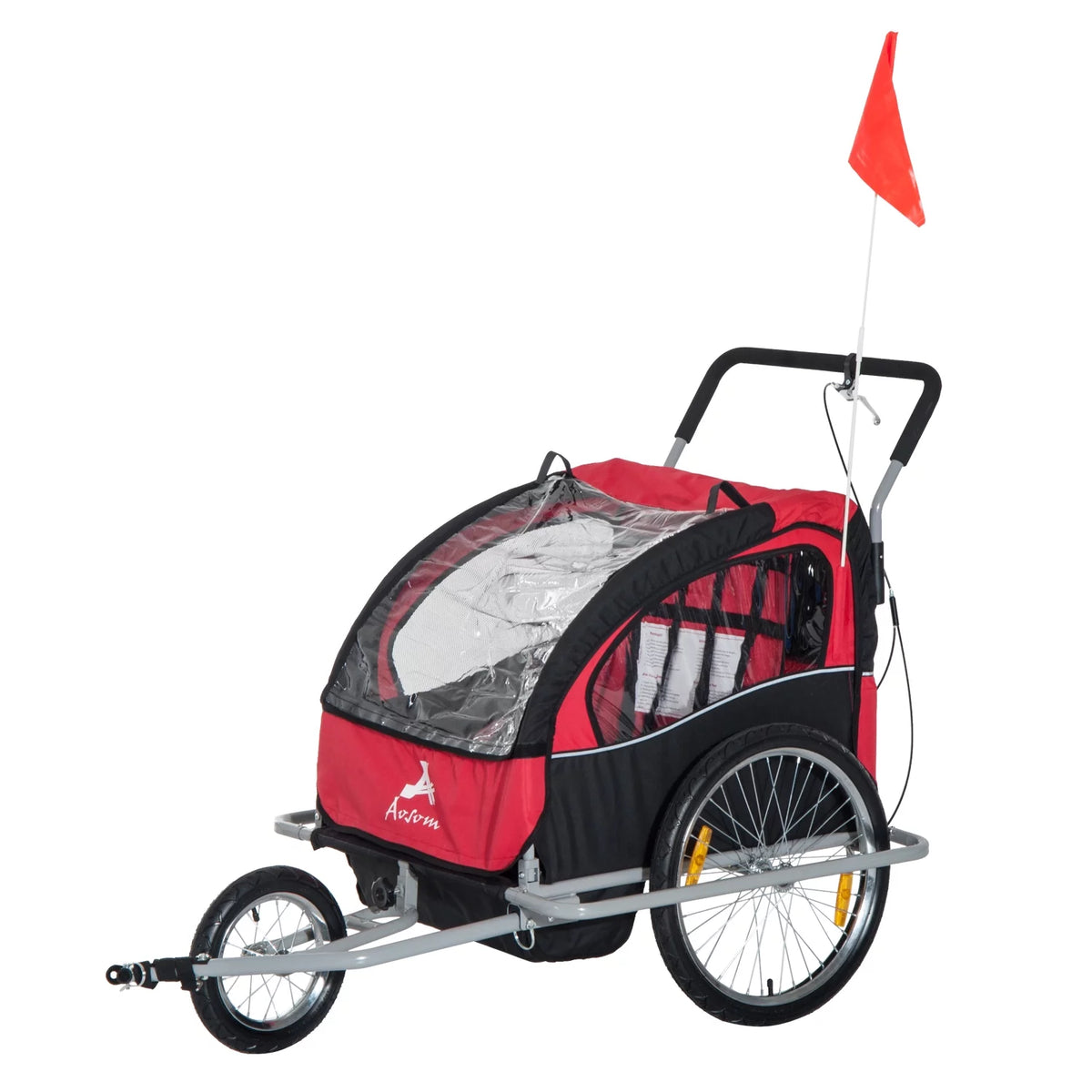 Blue 2-In-1 Double Child Bicycle Cargo Trailer And Jogger Y862972
