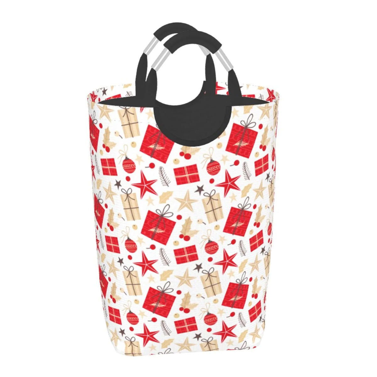 Collapsible Laundry Basket Hamper, Red Christmas Print 50L E17749